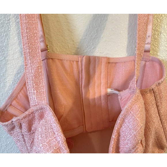 Anthropologie Tweed Corset Top Womens M Pink Bow Romantic Coquette Valentines - Picture 5 of 8